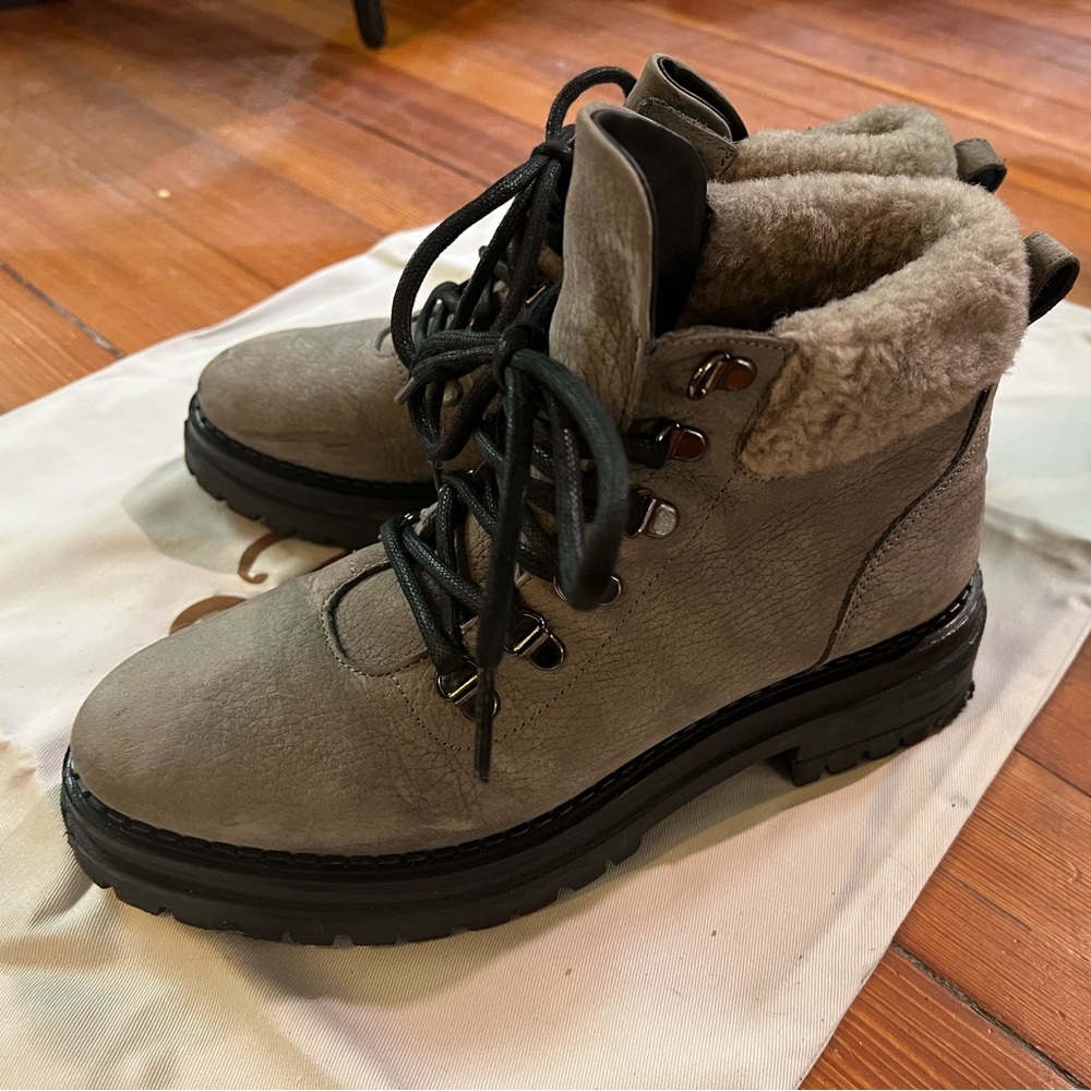 M. Gemi Sz 38 The Alpi City-Chic Hiker Boots gray Nubuck & Shearling